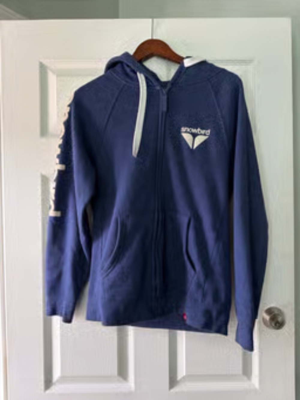 Unisex Snowbird mountain Zip Up Hoodie with ties small